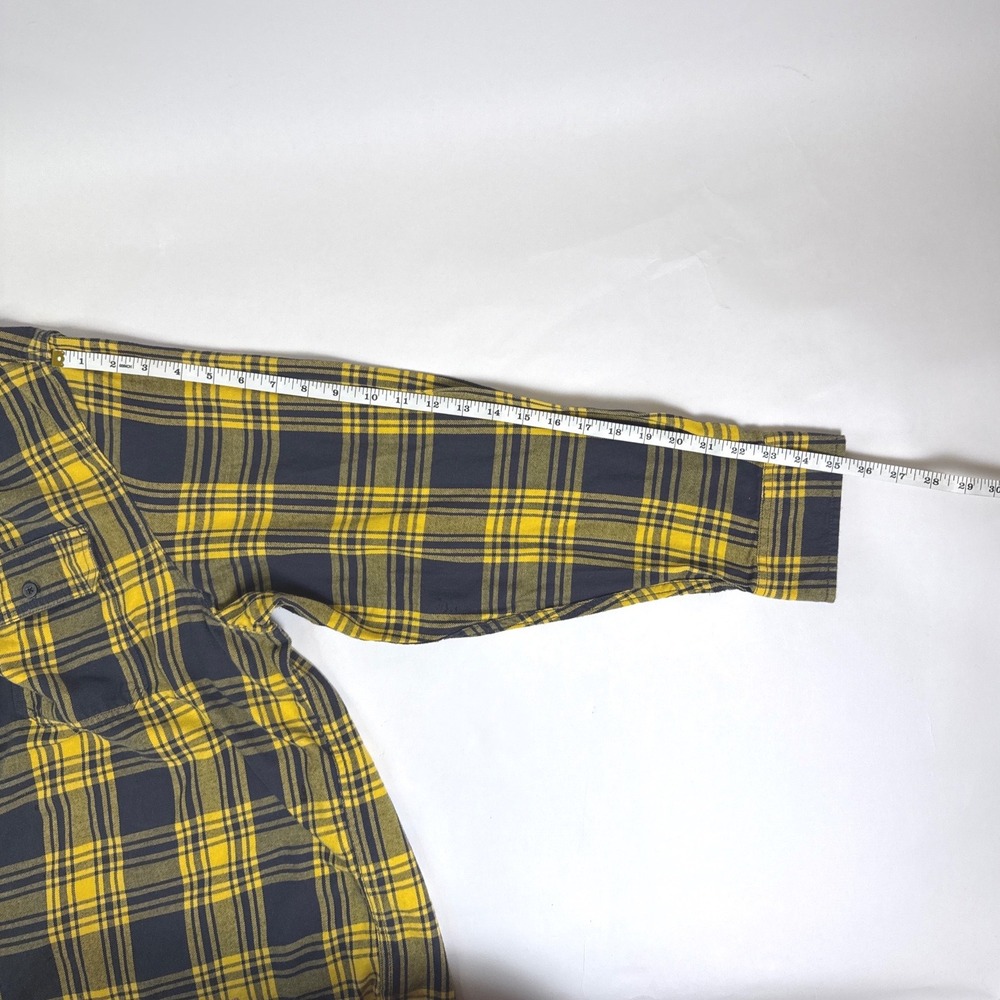 Faded Glory Mens 2XL Yellow Navy Blue Plaid Flannel Shirt Cotton FM46Y049B - Picture 5 of 11